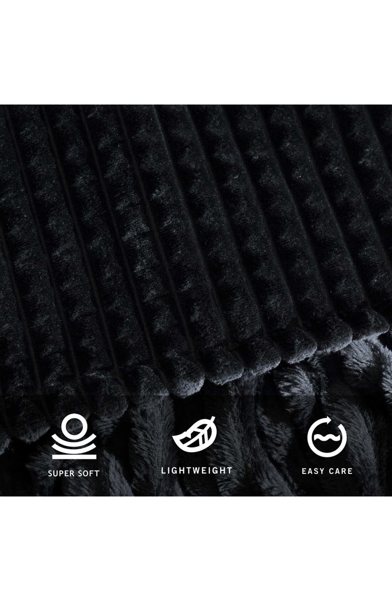 Kenneth Cole New York Solid Textured Plush Throw, Alternate, color, Black