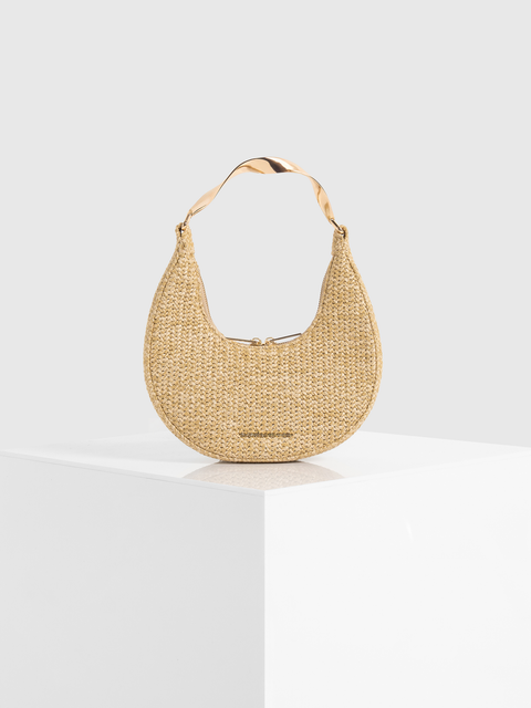 Sadie Sculpted Raffia Crescent Bag