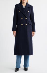 Sam Edelman Doubled Breasted Wool Blend Military Coat