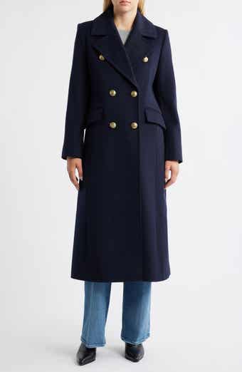 Sam Edelman Doubled Breasted Wool Blend Military Coat