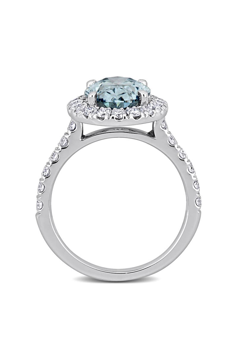 Julianna B. Blue & White Lab-Grown Diamond Halo Ring 14k, Alternate, color, White Gold