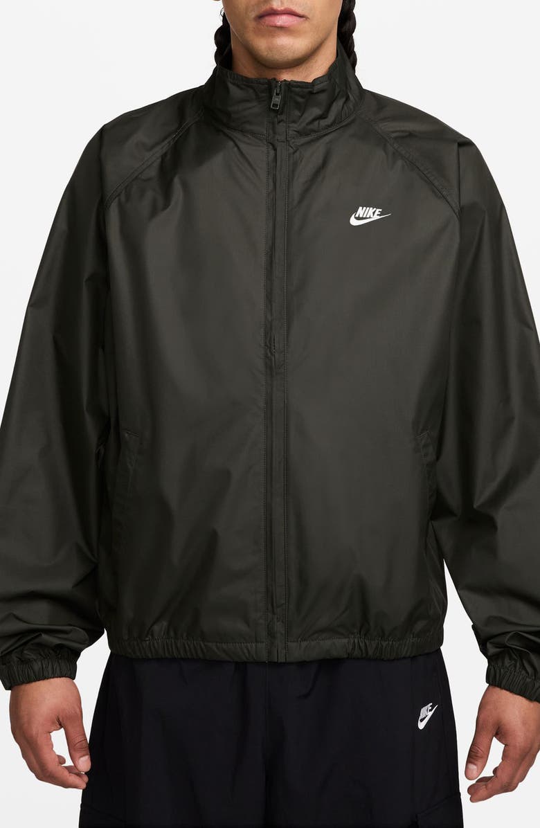 Nike Sportswear Club Water Repellent Full-Zip Jacket, Main, color, Sequoia/ White