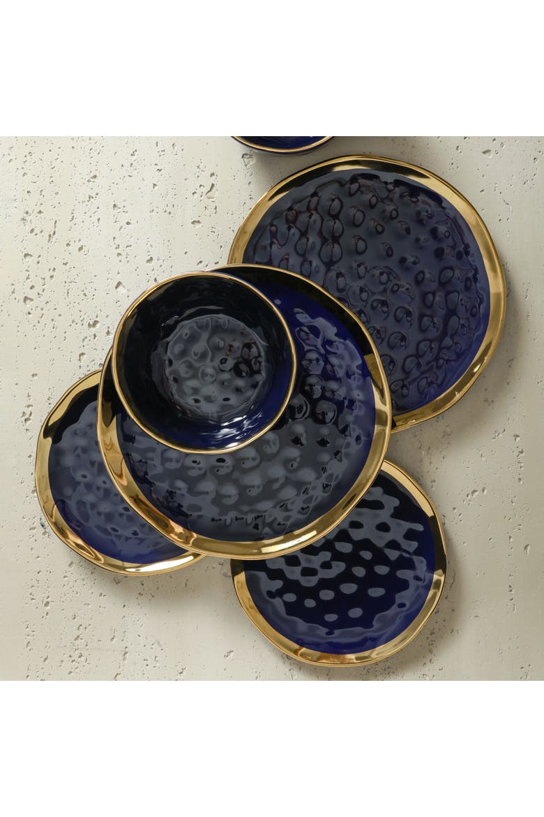 Florian Porcelain 32-Piece Dinnerware Set, Alternate, color, Navy Blue
