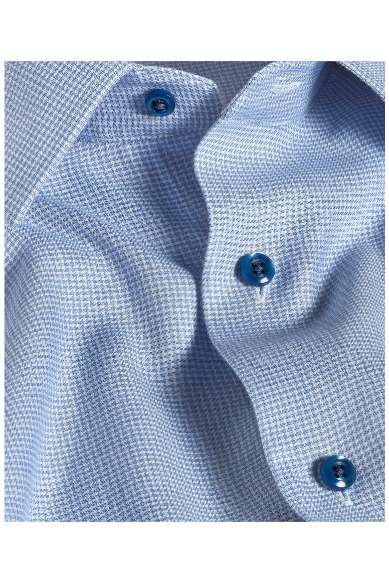 Trim Fit Blue Micro Houndstooth Cotton & Cashmere Dobby Dress Shirt, Alternate, color, BLUE