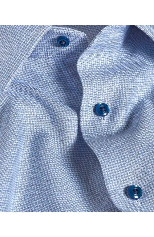 David Donahue Trim Fit Blue Micro Houndstooth Cotton & Cashmere Dobby Dress Shirt In Blue