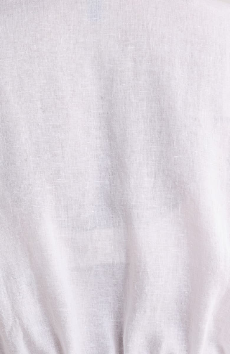 Eileen Fisher Split Neck Organic Linen Long Drawstring Shirt, Alternate, color, White