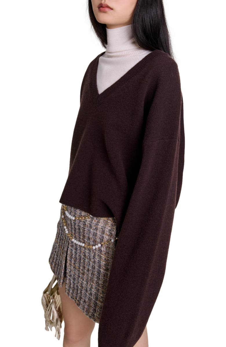 maje V-neck sweater, Alternate, color, 