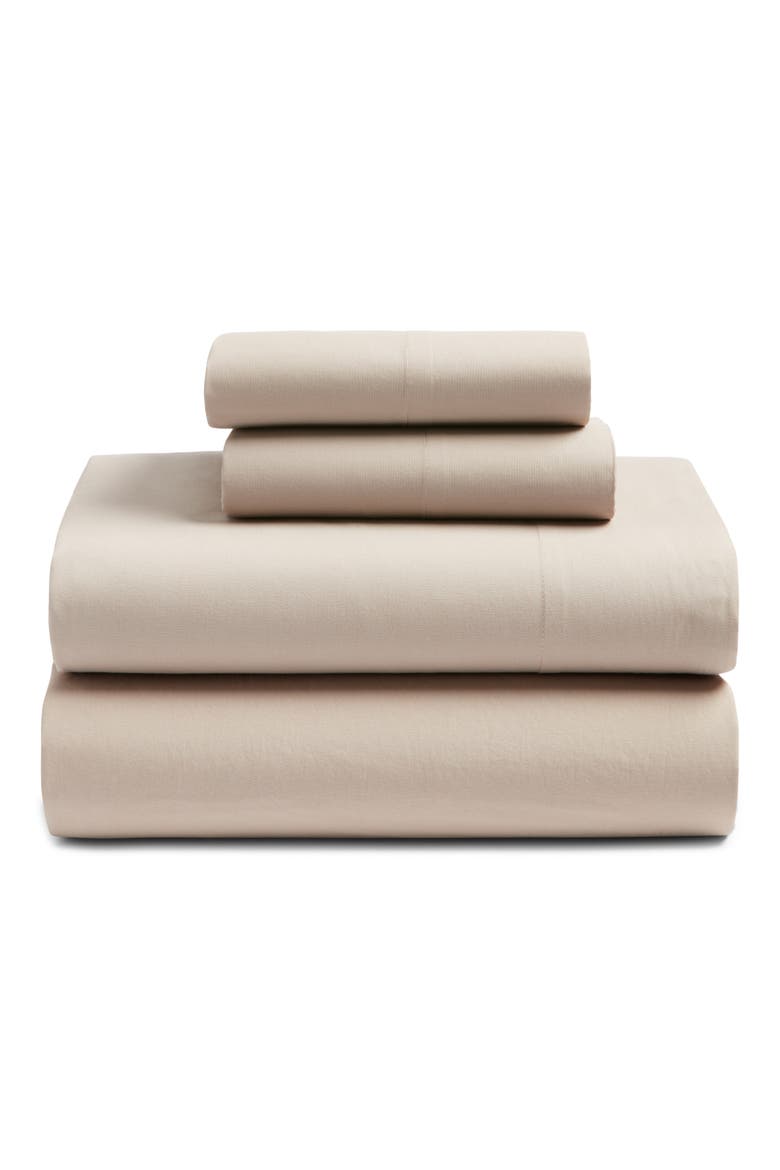 Organic Cotton Percale Sheet Set, Main, color, TAN THREAD