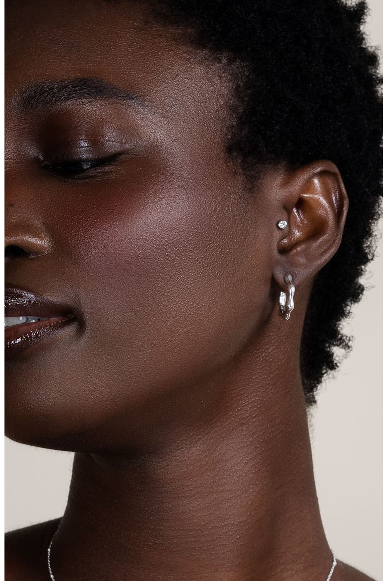 Waterfall Hinged Huggie Hoops, Alternate, color, Sterling Silver