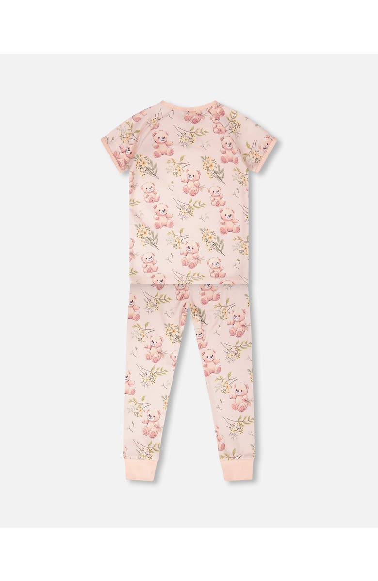 Deux par Deux Organic Cotton Bear Two-Piece Pyjama Set, Alternate, color, Pale Rose Bear Print