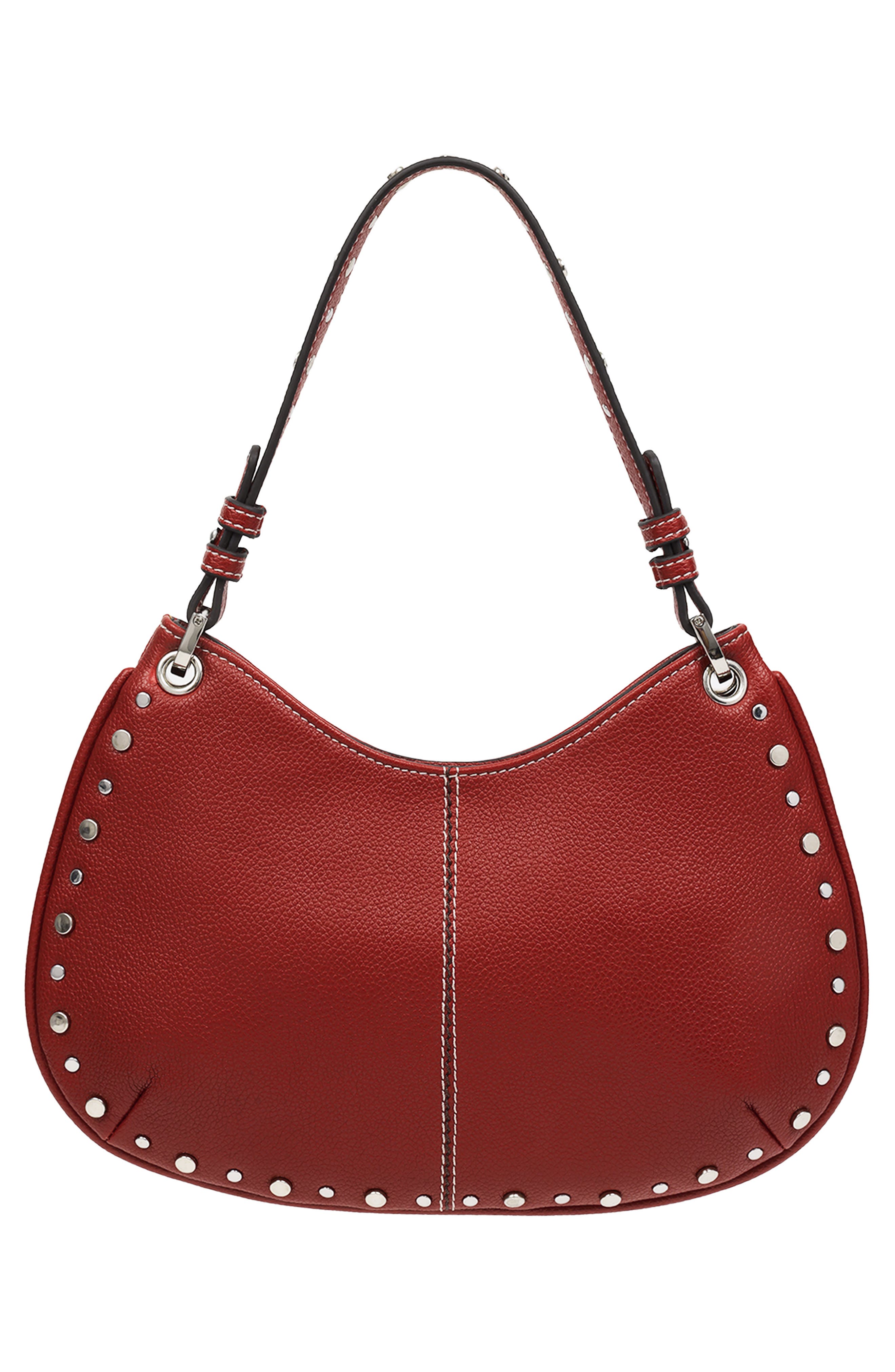 Studded Horseshoe Shoulder Bag, Alternate, color, RED