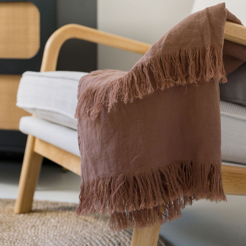 Cg Hunter Throw Blanket With Fringe In Brown