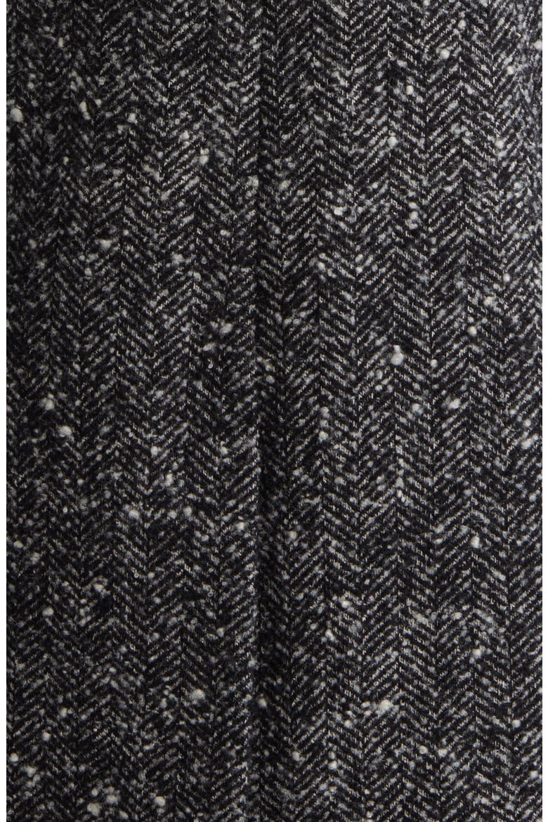 Reefer Double Breasted Herringbone Tweed Coat, Alternate, color, BLACK/WHIT