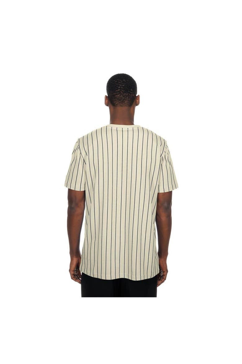 Men's New Era Cream USA Baseball Throwback Meshback Pinstripe T-Shirt, Alternate, color, Cream