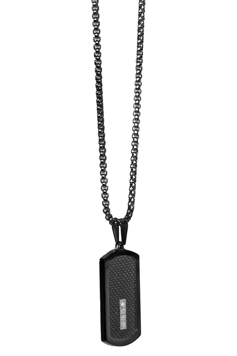 Crystal Dog Tag Pendant Necklace, Alternate, color, GUN