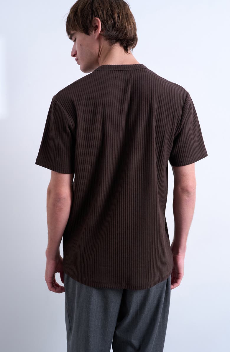 Topman Heavyweight Rib T-Shirt, Alternate, color, Brown