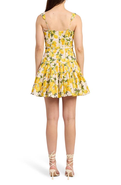 En Saison Blanca Sleeveless Belted Tiered Mini Dress In Yellow