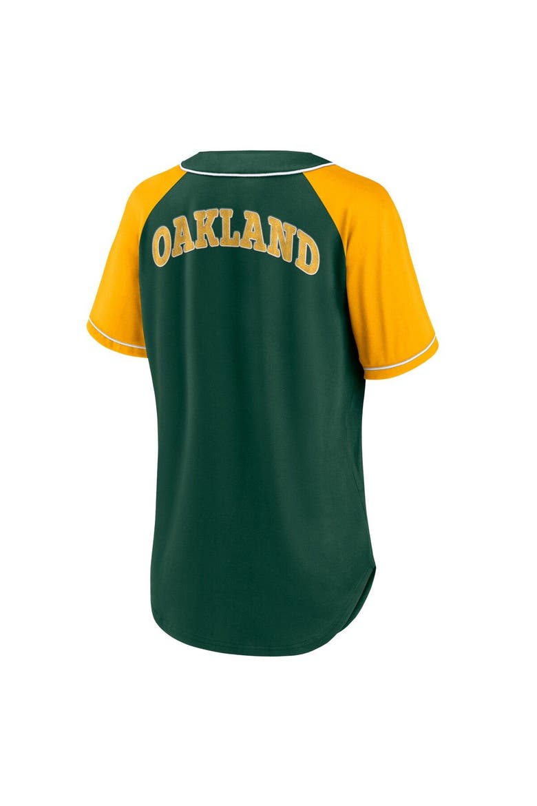 Women's Fanatics Branded Green Oakland Athletics Ultimate Style Raglan V-Neck T-Shirt, Alternate, color, Green