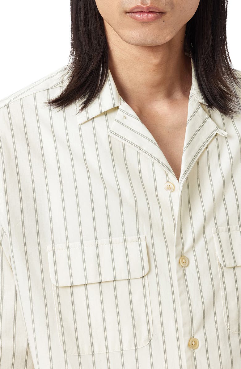 AllSaints Stanley Stripe Button-Up Shirt, Alternate, color, Soap White