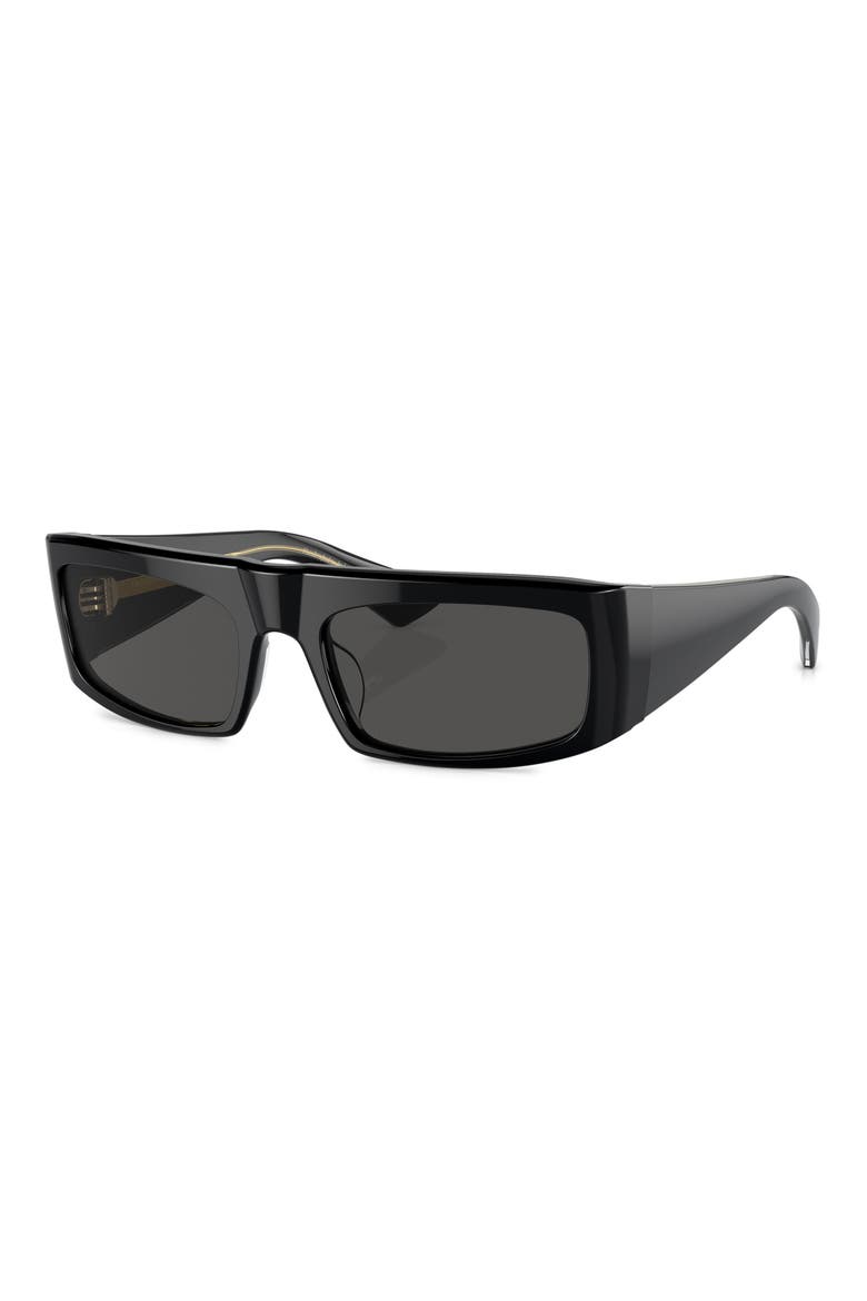 x KHAITE 1979C 56mm Rectangular Sunglasses, Alternate, color, BLACK