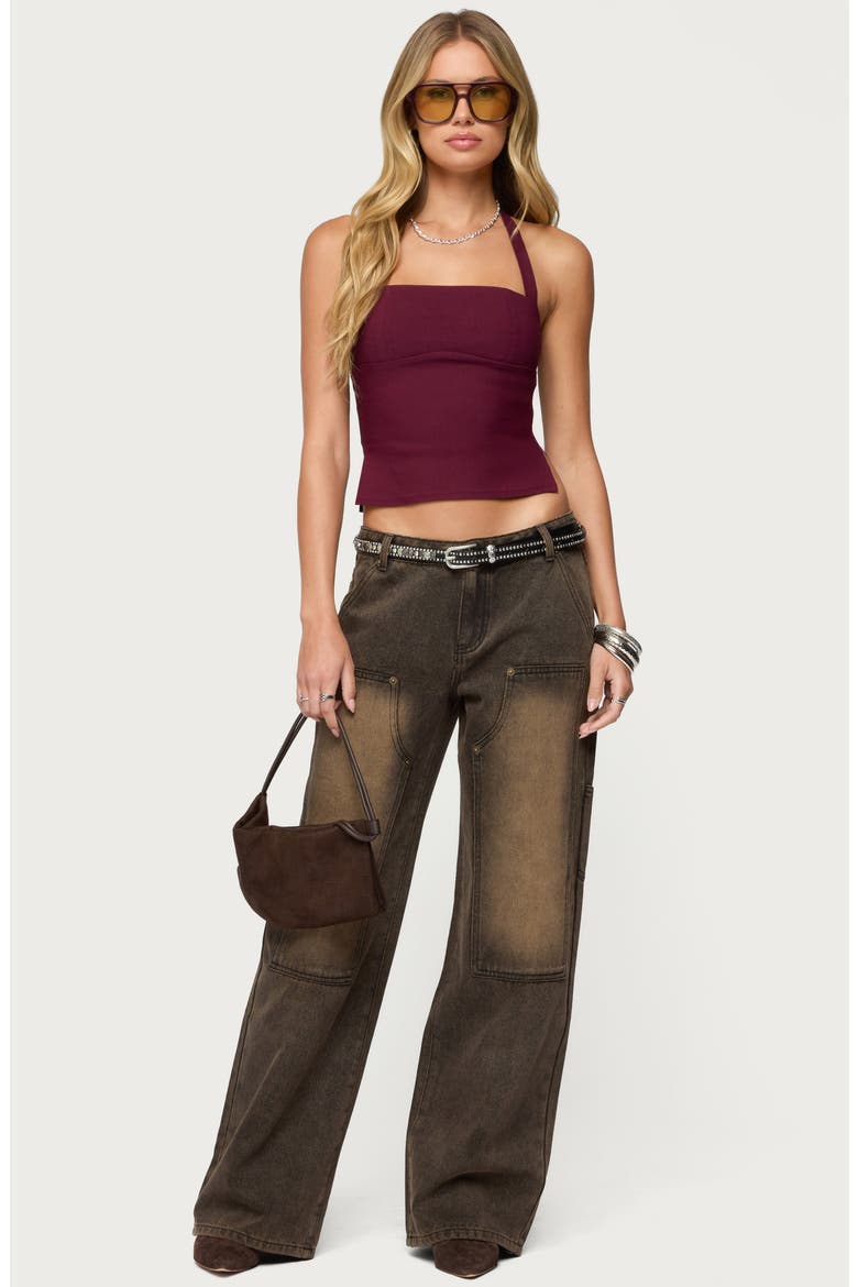 Dara Halter Top, Alternate, color, MAROON