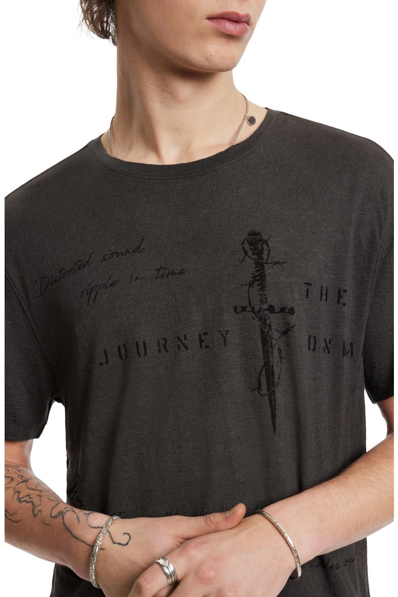 Distorted Sound Linen Blend Graphic Tee, Alternate, color, COAL
