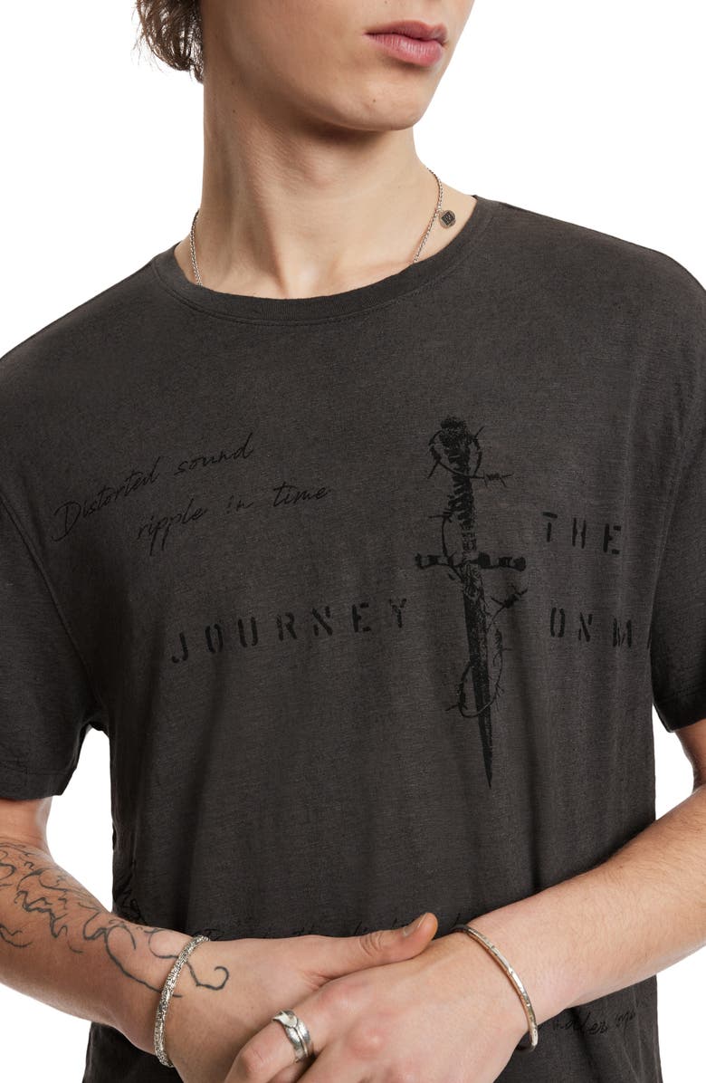 John Varvatos Distorted Sound Linen Blend Graphic Tee, Alternate, color, 