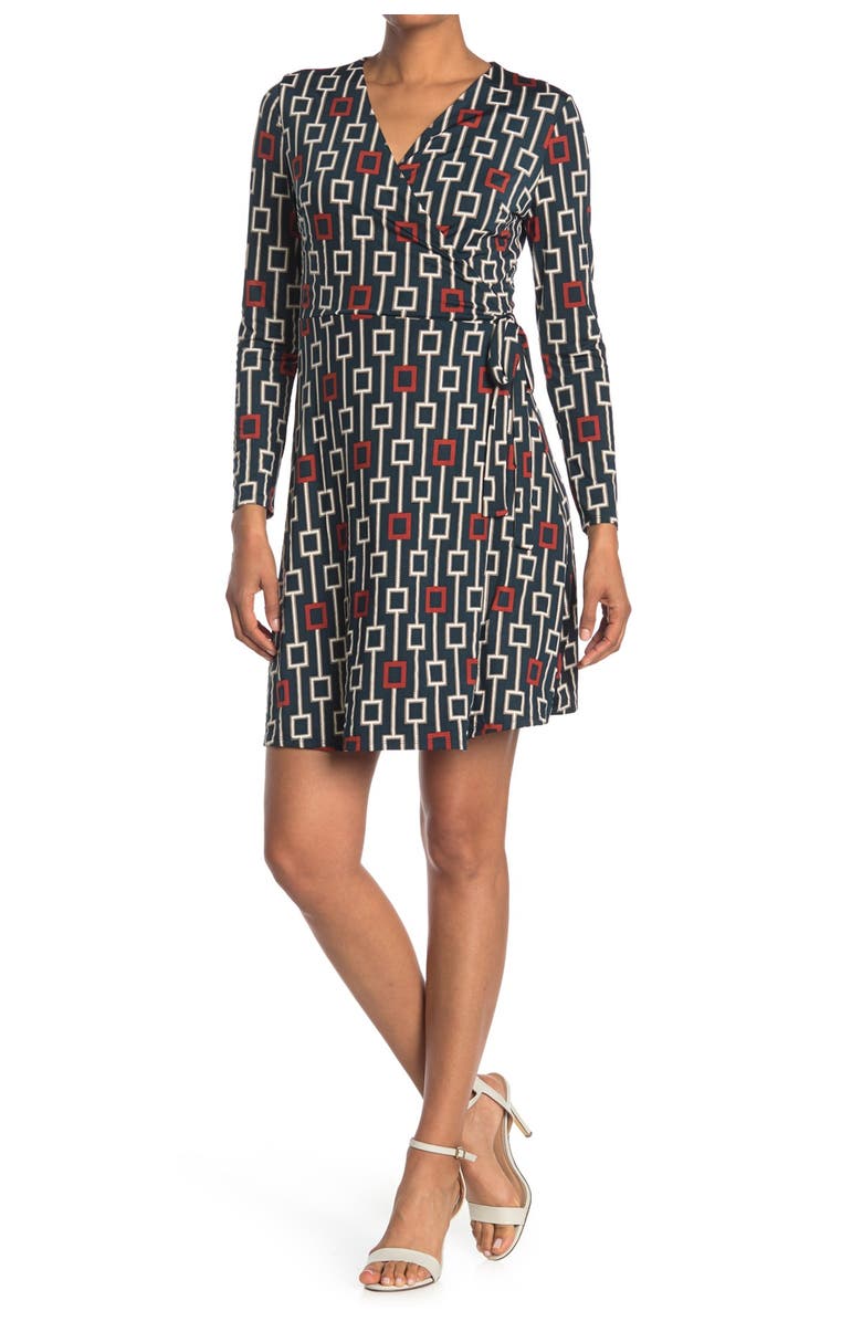 Alexia Admor Geo Printed Wrap Dress, Alternate, color, 