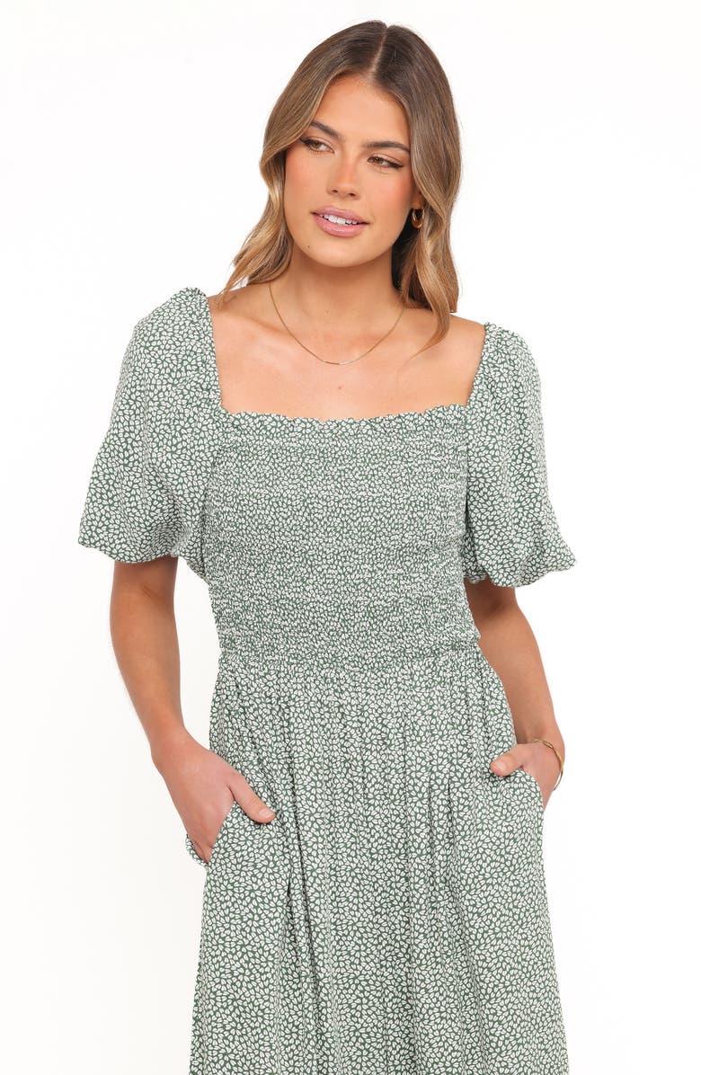 Petal & Pup Bethany Smocked Wide Leg Jumpsuit, Alternate, color, Green