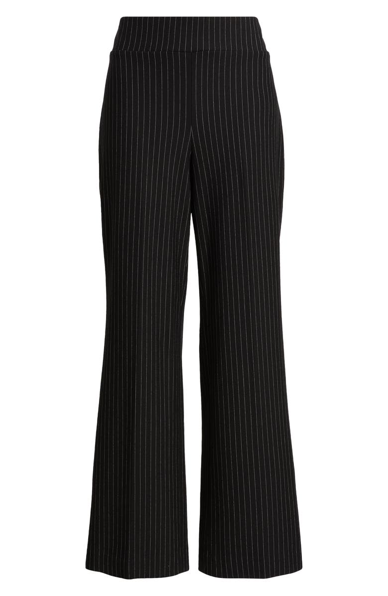 Anne Klein Pull-On Wide Leg Trousers, Alternate, color, Anne Black/ White Dove
