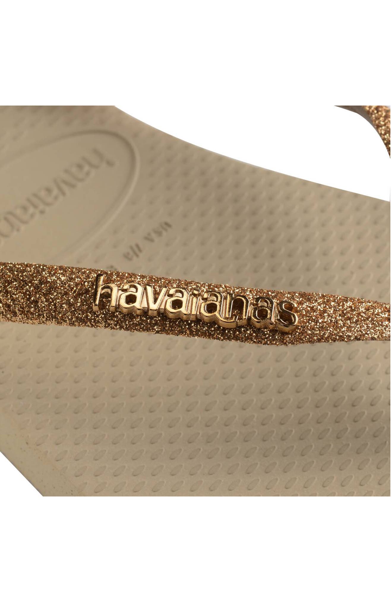 Havaianas Slim Glitter II Flip Flop, Alternate, color, Sand Golden