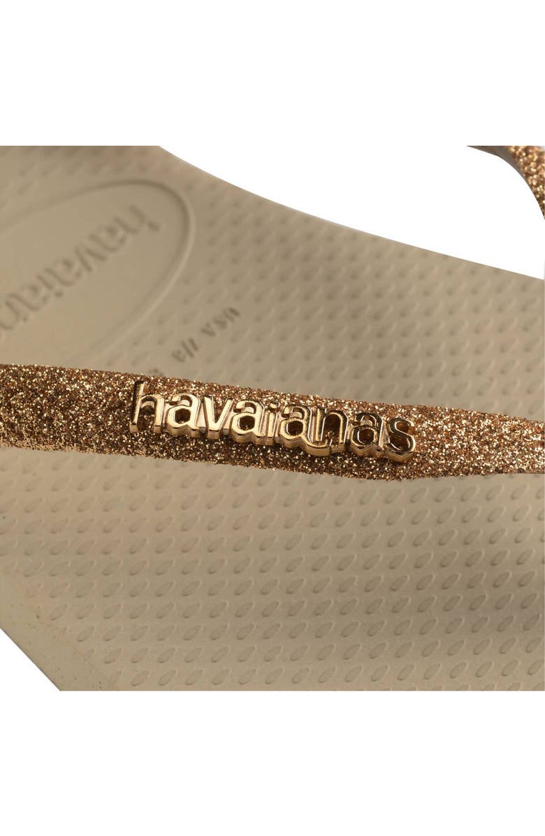 Havaianas Slim Glitter II Flip Flop, Alternate, color, Sand Golden