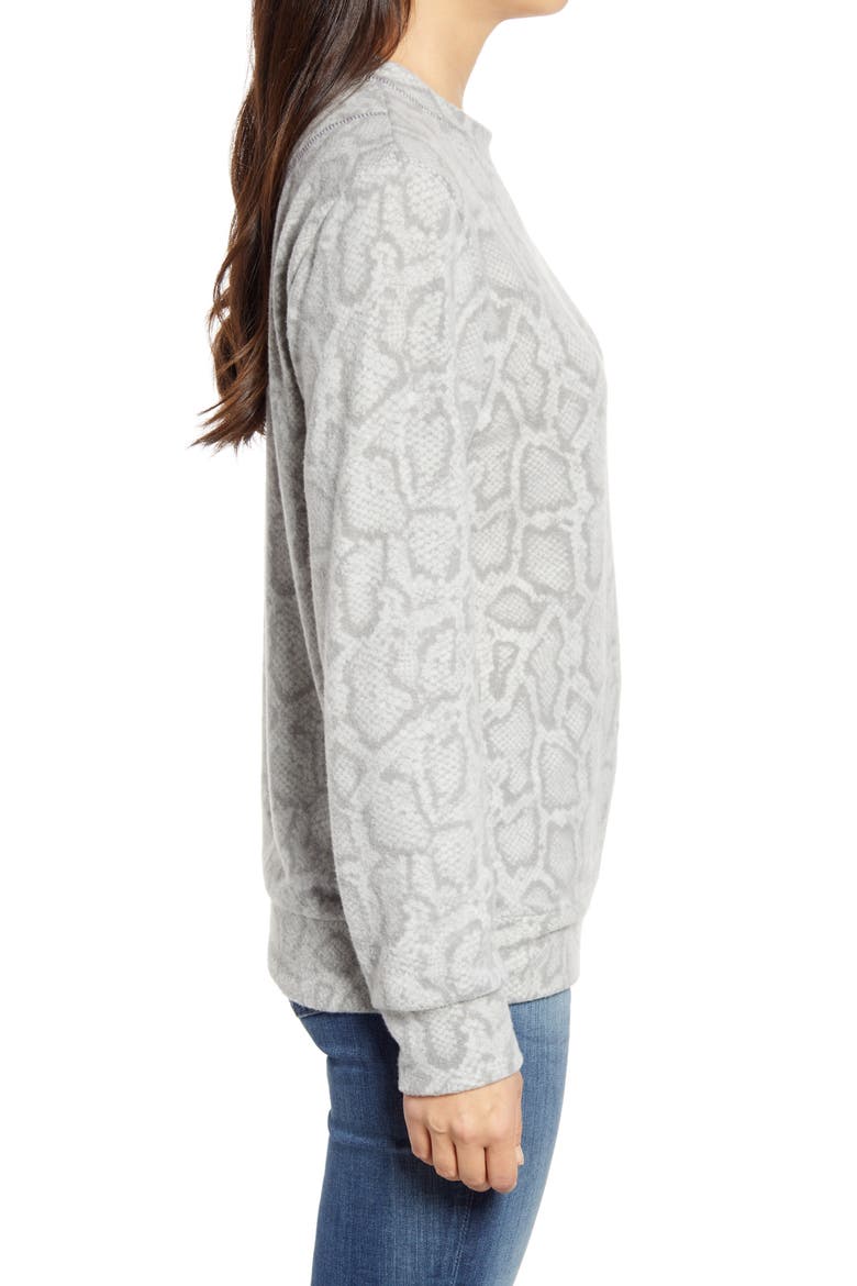 Snake Print Crewneck Sweater, Alternate, color, GRAY