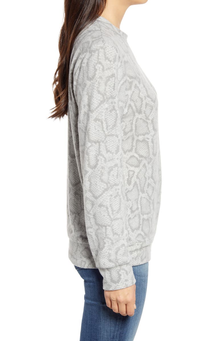 Loveappella Snake Print Crewneck Sweater, Alternate, color,