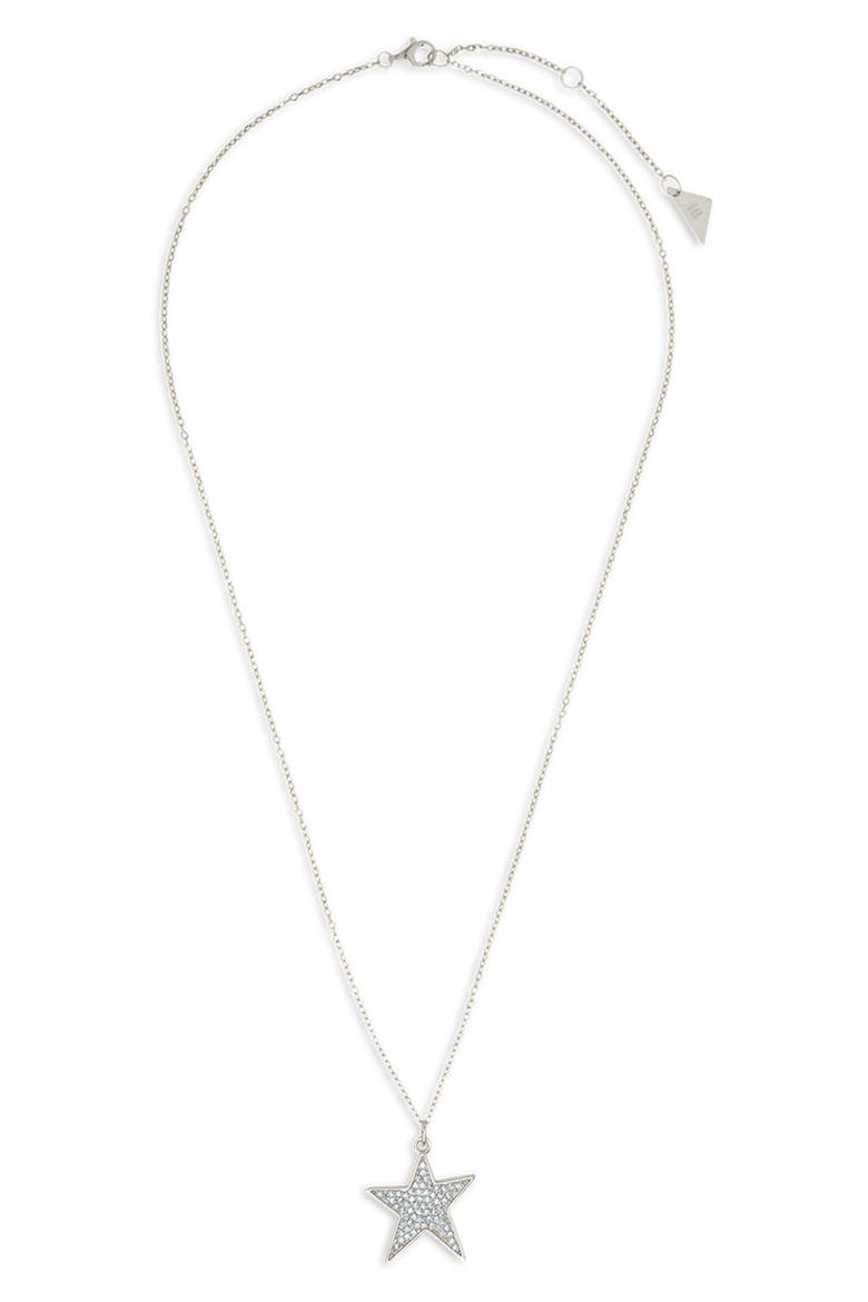 Pavé Cubic Zirconia Star Pendant Necklace, Main, color, SILVER