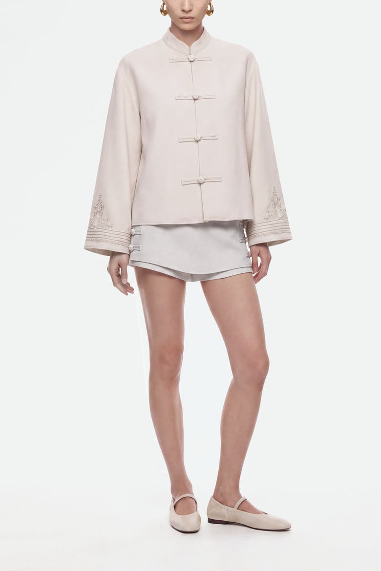 Embroidery Detail Oversized Jacket, Alternate, color, Ivory