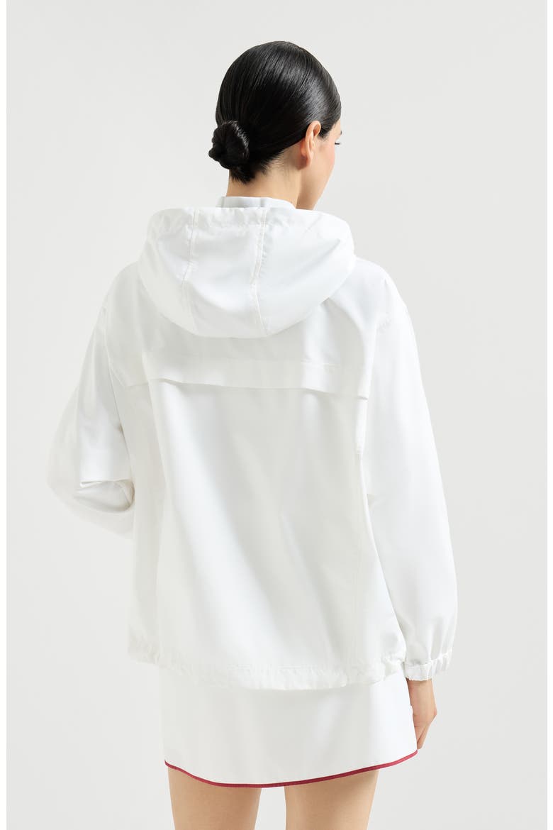Hooded outerwear jacket with logo, Alternate, color, White