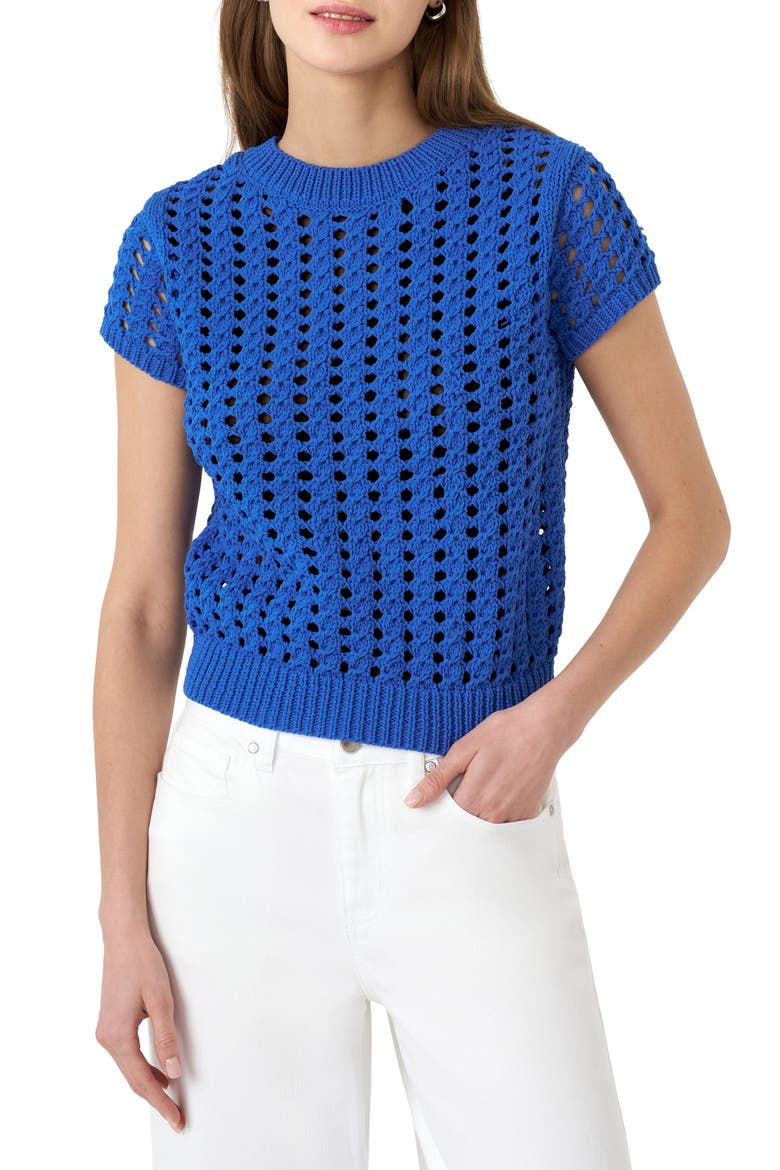 Open Knit Sweater, Main, color, PALACE BLUE