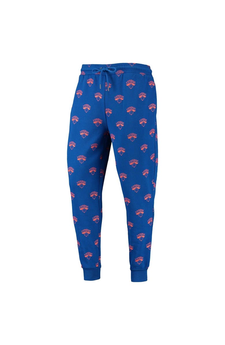 THE WILD COLLECTIVE Royal New York Knicks Allover Logo Jogger Pants, Alternate, color, 