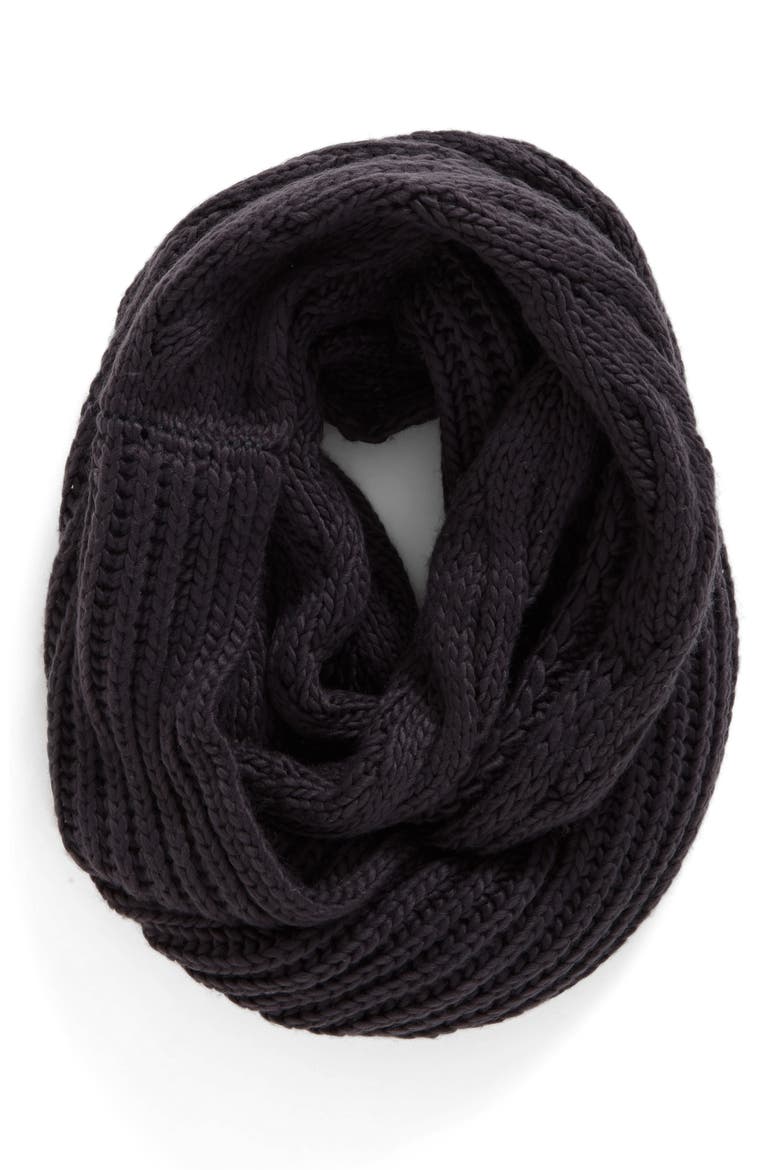 Cable Knit Infinity Scarf, Main, color, CHARCOAL