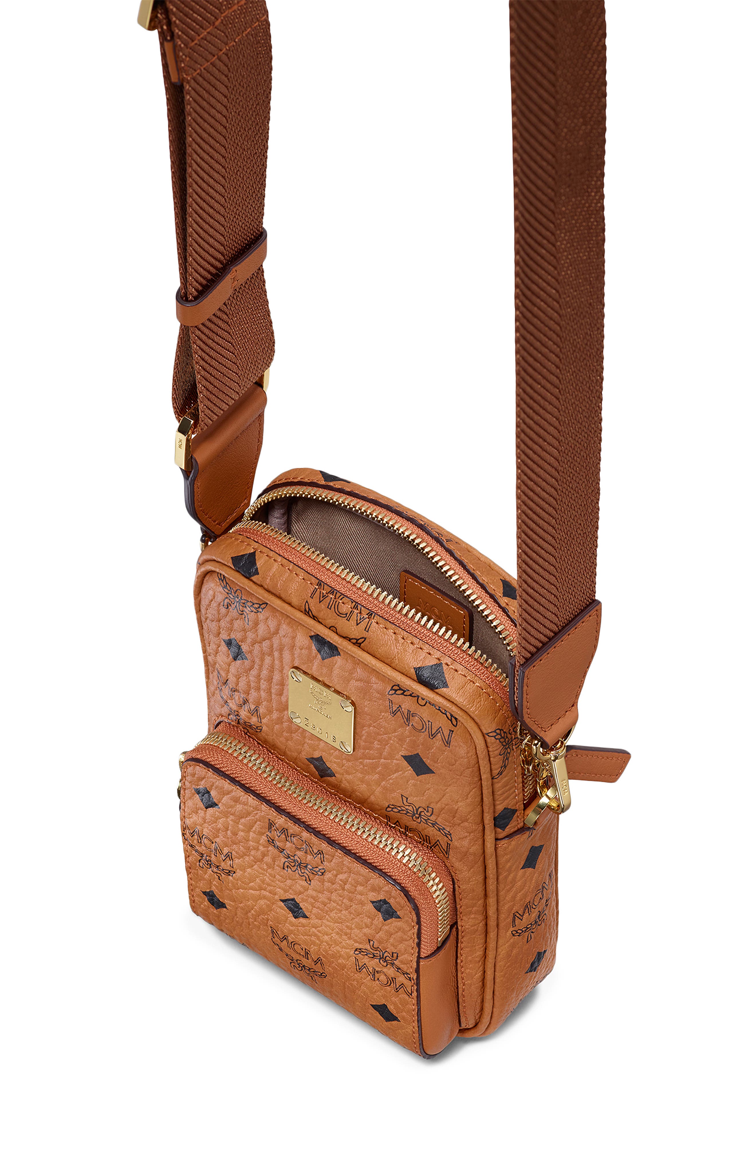 Mini Visetos Original Coated Canvas Crossbody Bag, Alternate, color, COGNAC
