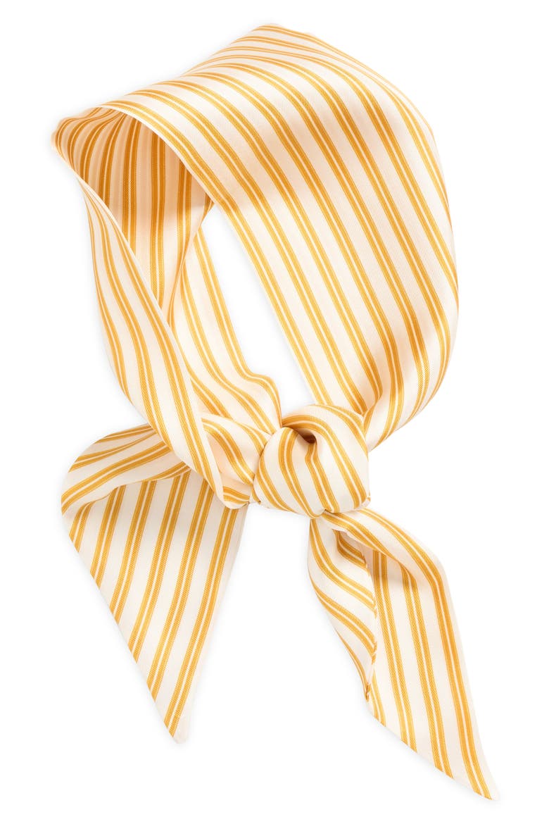 Silk Twill Stripe Slim Scarf, Main, color, DARK MARIGOLD
