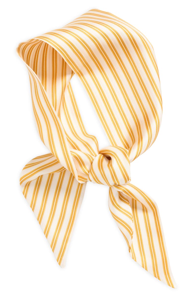 Vince Silk Twill Stripe Slim Scarf, Main, color, Dark Marigold