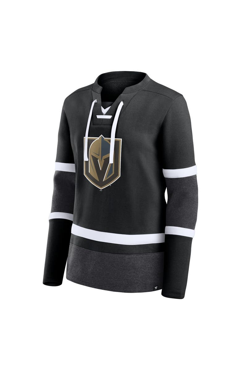 FANATICS Women's Fanatics Branded Black/Heather Charcoal Vegas Golden Knights Top Speed Lace-Up Pullover Sweatshirt, Alternate, color,