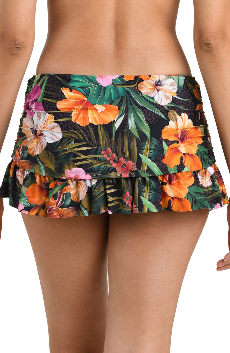 La Blanca Tropical Hideaway Ruffle Skirted Bikini Bottoms, Alternate, color, Brown Multi