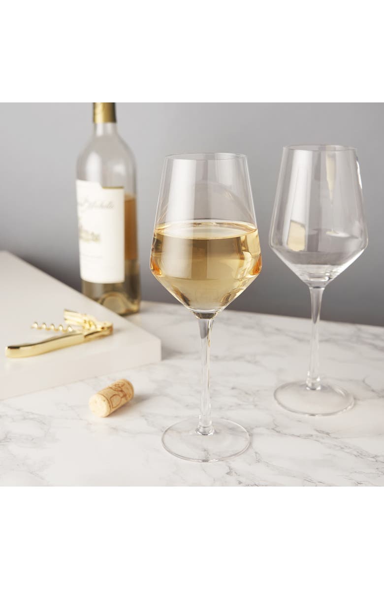 Viski Raye Crystal Angled Chardonnay Glasses Set of 2, Alternate, color, Clear