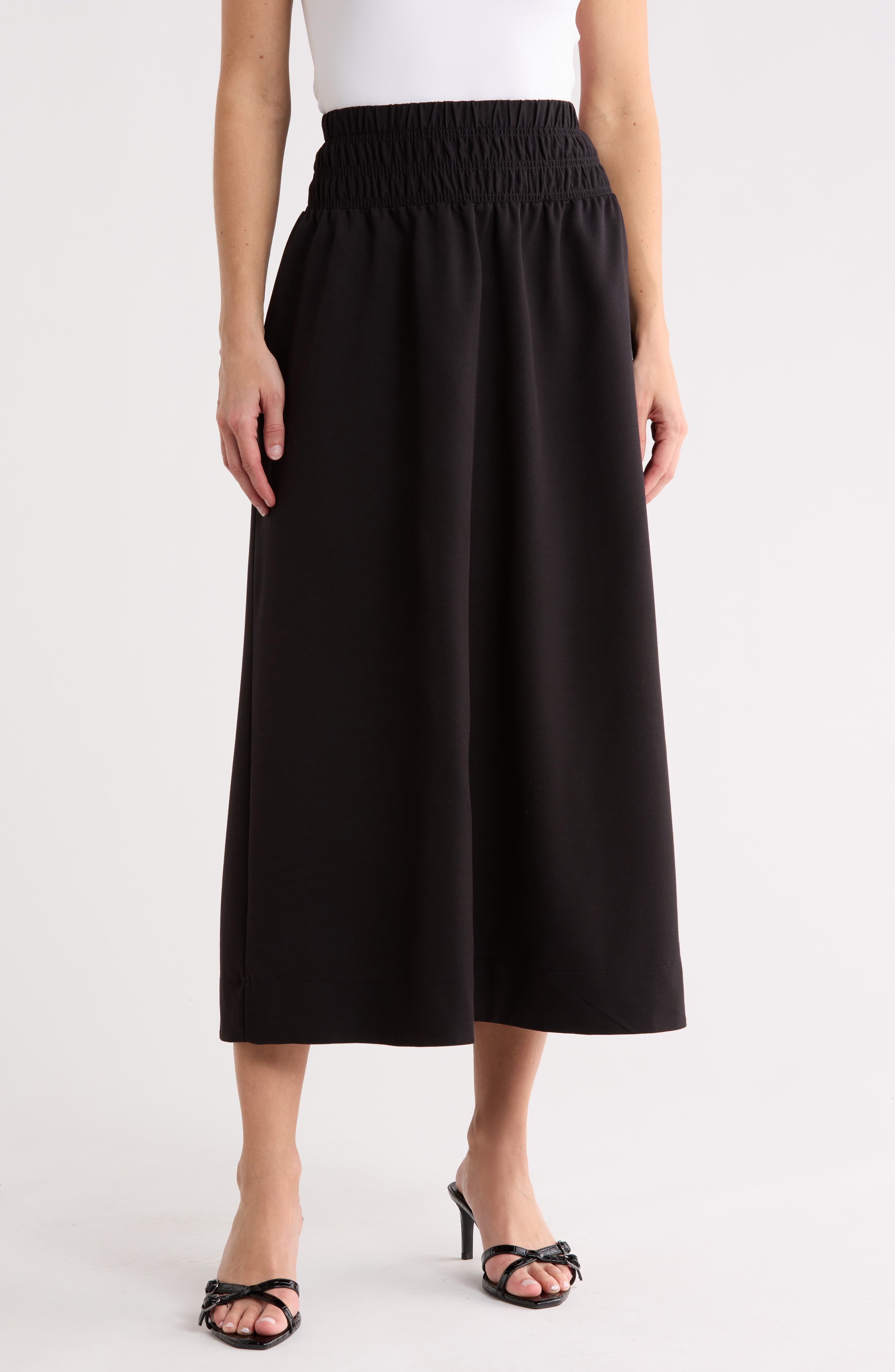 Ellen Tracy Smocked Waist Maxi Skirt