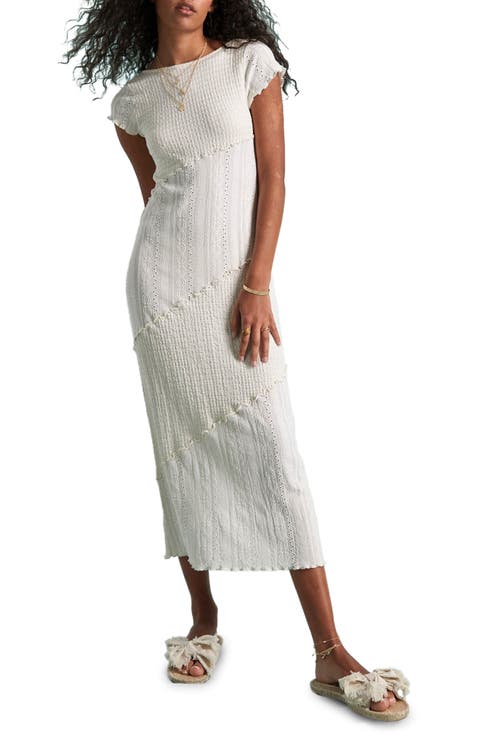 Embroidered Scoop Back Midi Dress