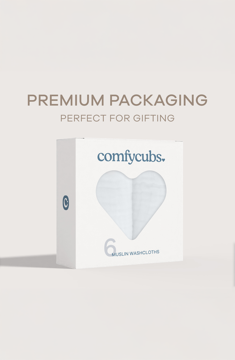 Comfy Cubs Muslin Washcloths - Pack of 6, Alternate, color, White