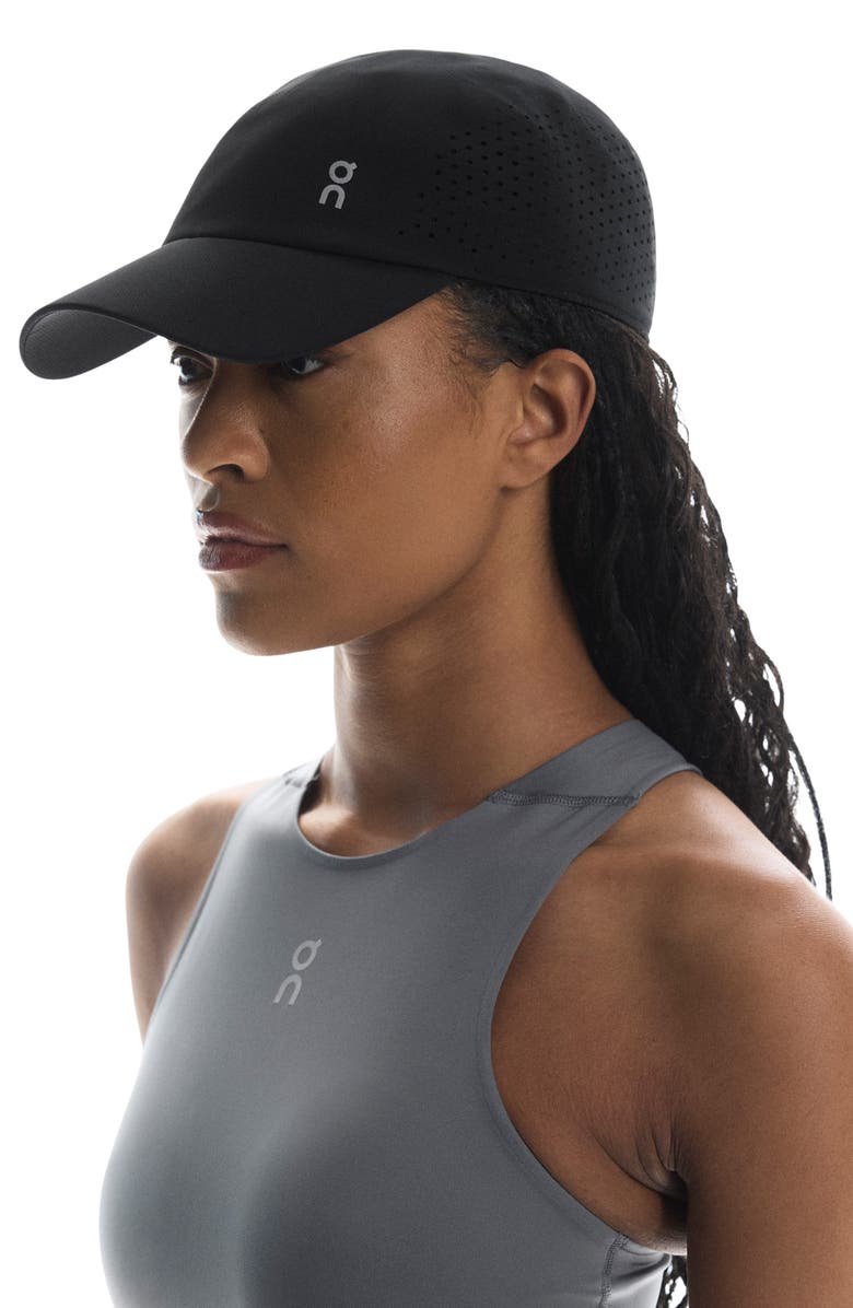 On Lightweight Baseball Cap, Alternate, color, Black